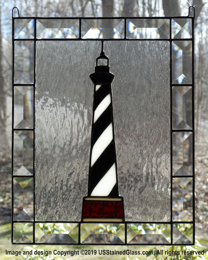 Cape Hatteras Lighthouse Stained Glass Panel with Bevels